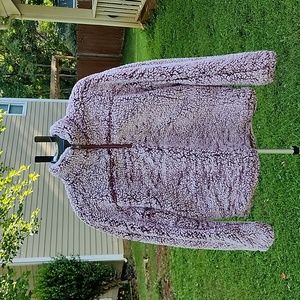 Altar'd State Teddy Bear 1/4 zip Pullover Sherpa Fleece Marled Burgundy Medium